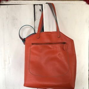 Orange leather shoulder bag